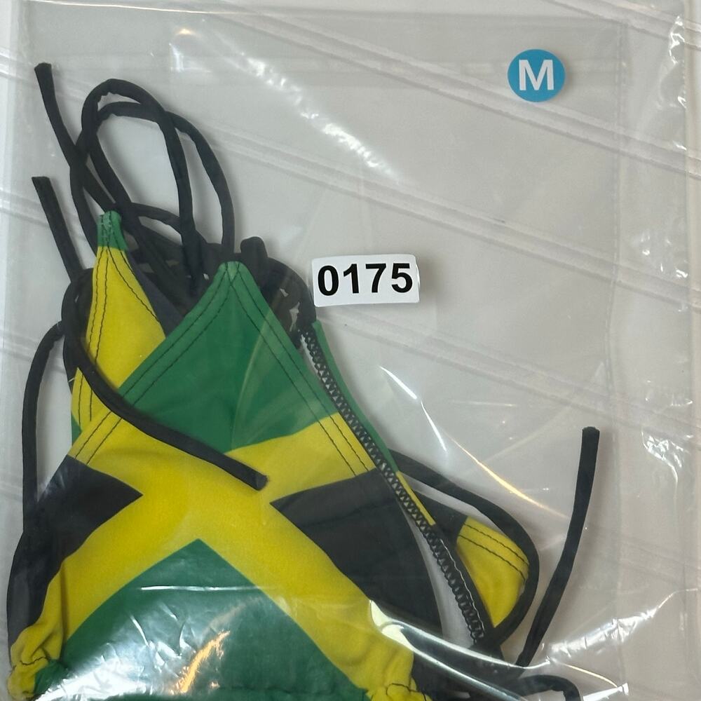 Women Jamaica Flag Bikini Set Tie Side Triangle 2 Piece Swimsuit M - Picture 6 of 6
